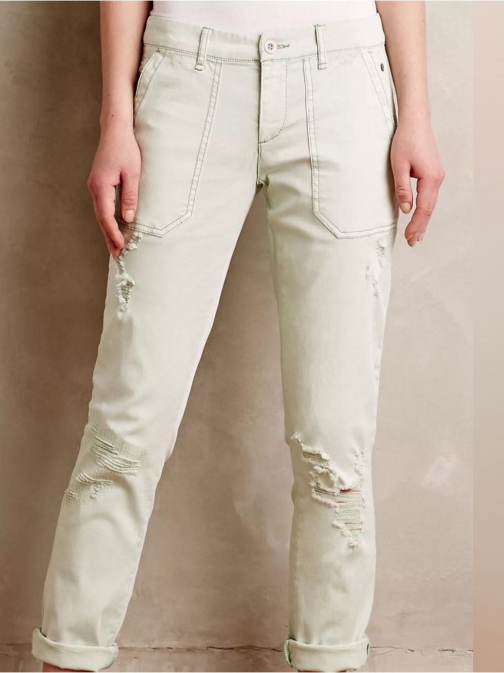 Pilcro high fit Hyphen Distressed Chinos, sz 30, mint green